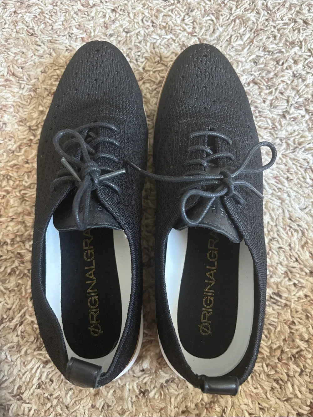 Cole Haan Black Knit Lace-Up Derby Oxfords